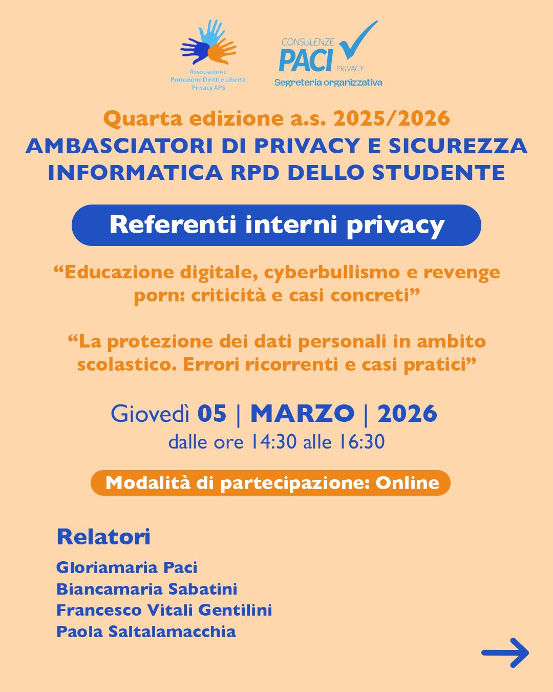 Incontro 5 Marzo 2026 - Educazione digitale, cyberbullismo e protezione dei dati nelle scuole
